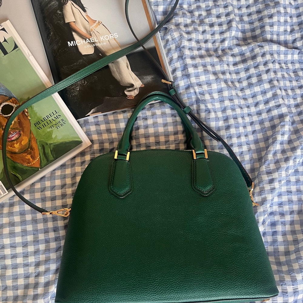 Michael Kors Green Large Studded Satchel Bag - Picture 2 of 10